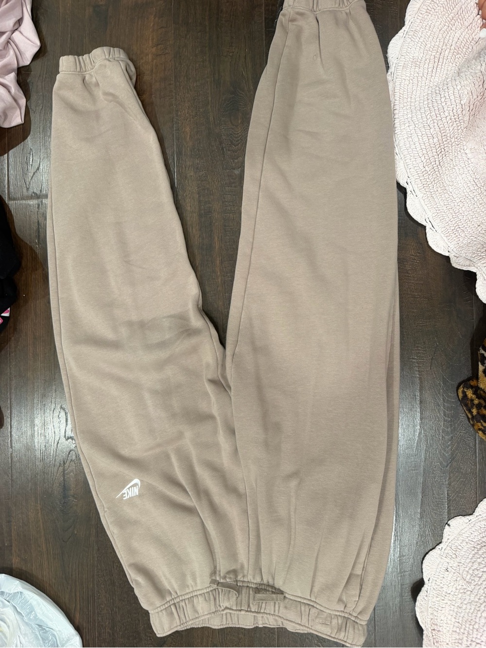 Nike Kids Beige/Tan Joggers with White Swoosh
